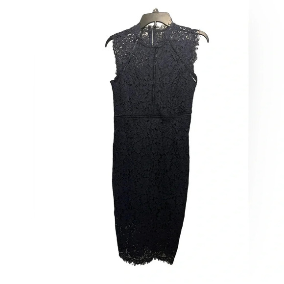 Bardot Navy Blue Lace Panel Dress - Picture 2 of 10